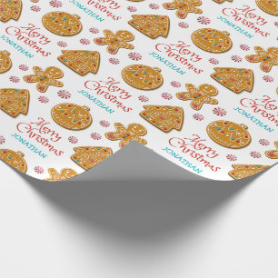 Gingerbread Christmas Cookies Custom Name Holidays Wrapping Paper