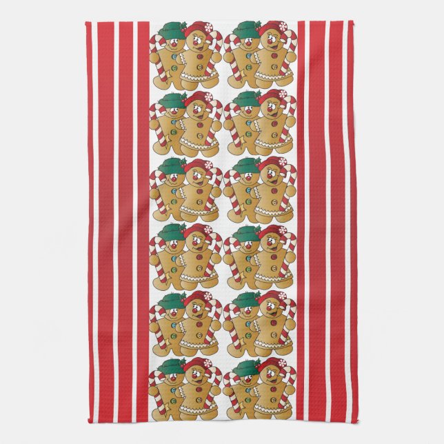Gingerbread Christmas Couple Tea Towel (Vertical)