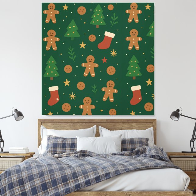 Gingerbread Christmas Fun Canvas Print (Insitu(Bedroom))