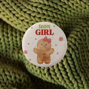 Gingerbread Christmas Gender Reveal Team Girl Vote 6 Cm Round Badge
