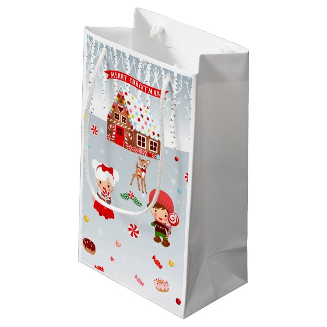 Gingerbread Christmas Gift Paper Bag (Back Angled)