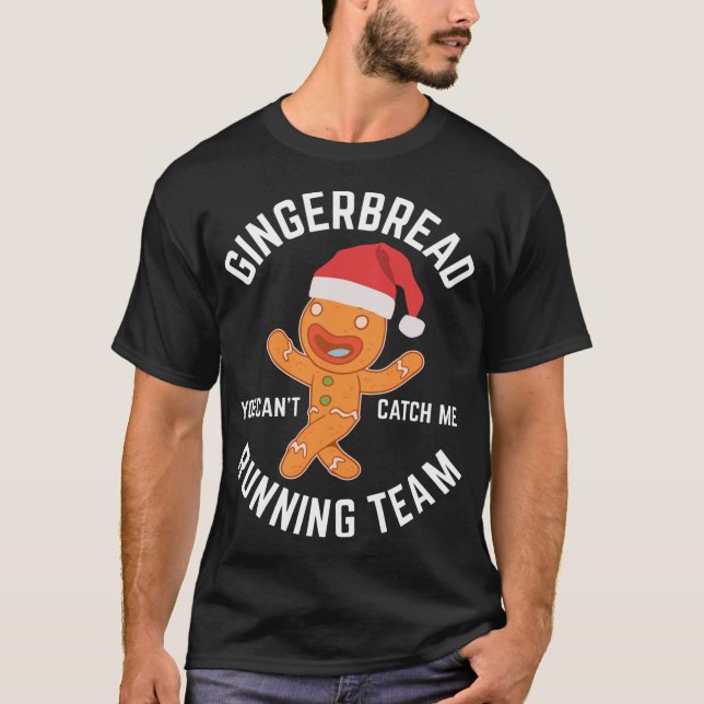 Gingerbread Christmas Gingerbread Running Team Gif T-Shirt (Front)