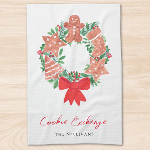 Gingerbread Christmas Holiday Cookie Exchange Tea Towel