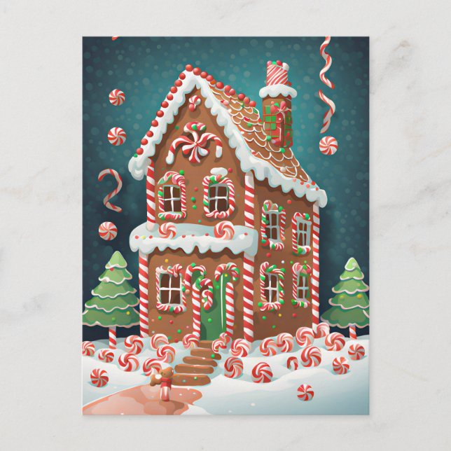 Gingerbread Christmas House, Postcrossing Postcard (Front)
