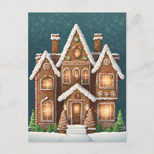 Gingerbread Christmas House, Postcrossing Postcard (Front)