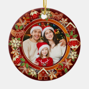 & Gingerbread Christmas I Custom Holiday Keepsake Ceramic Tree Decoration