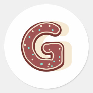 Gingerbread Christmas Initial Monogram Letter G Classic Round Sticker