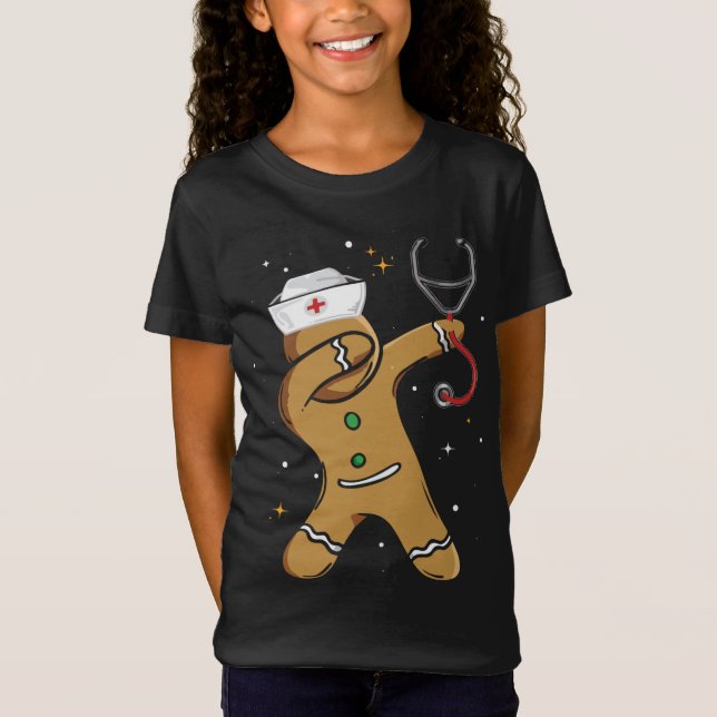 Gingerbread Christmas Nurse Funny Gingerbread Nurs T-Shirt (Front)
