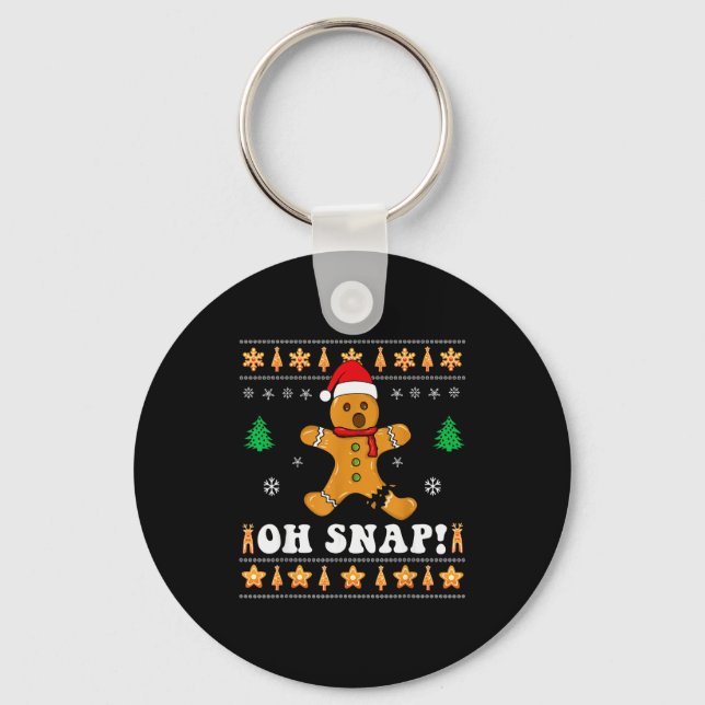 Gingerbread Christmas Oh Snap! Xmas Baking Baker H Key Ring (Front)