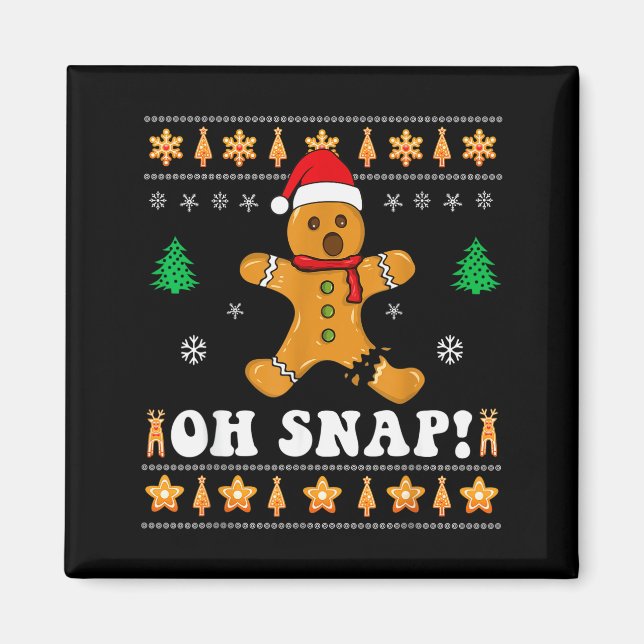 Gingerbread Christmas Oh Snap! Xmas Baking Baker H Magnet (Front)