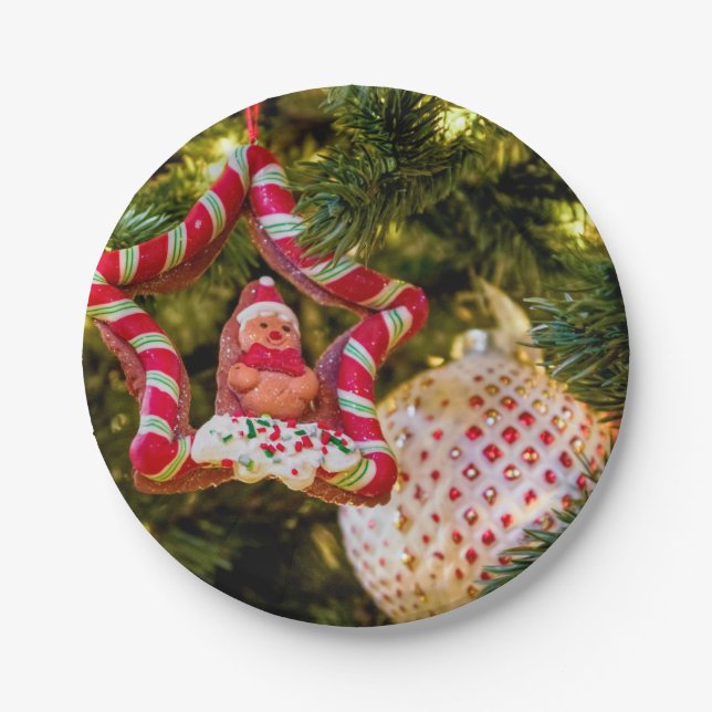 Gingerbread Christmas Ornament Paper Plate (Front)