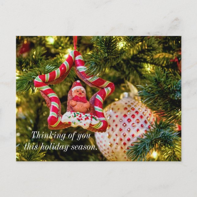 Gingerbread Christmas Ornament Thinking Of You Postcard (Front)