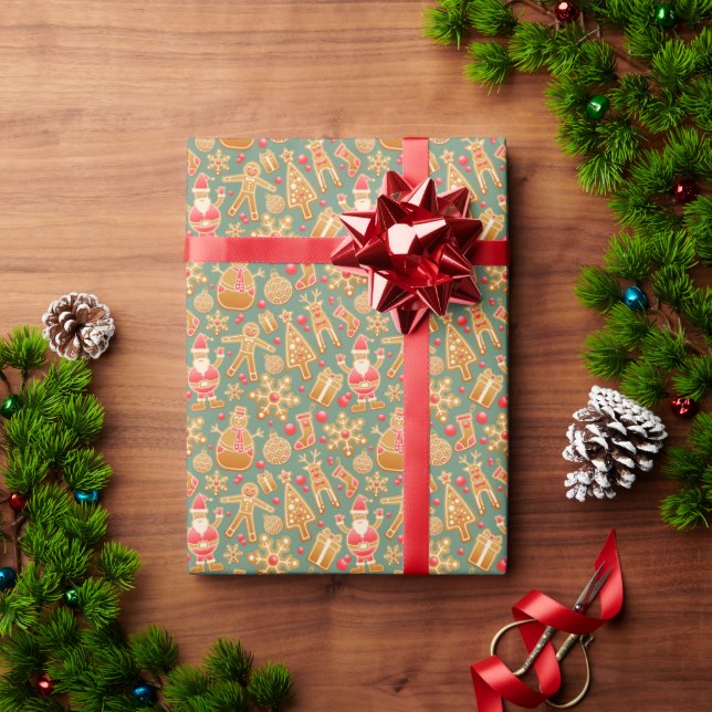 Gingerbread Christmas Pattern Wrapping Paper (Holiday Gift)