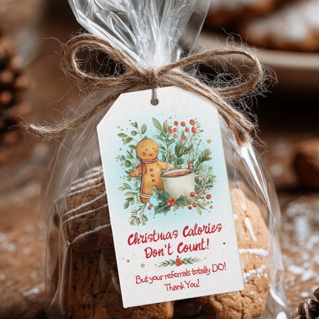 Gingerbread Christmas Pop-By Gift Tags (Christmas Referral Thank you Tag for Customers)