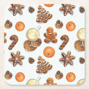 Gingerbread Christmas Scent Square Paper Coaster