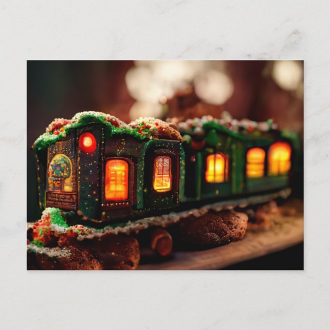 Gingerbread Christmas train Postcard (Front)