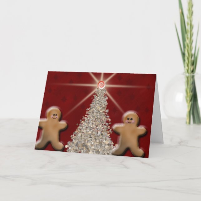 Gingerbread Christmas Tree Holiday Card (Front)
