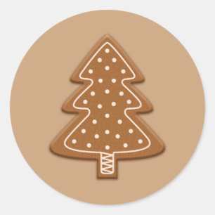 Gingerbread Christmas Tree Shape Cookie Classic Round Sticker