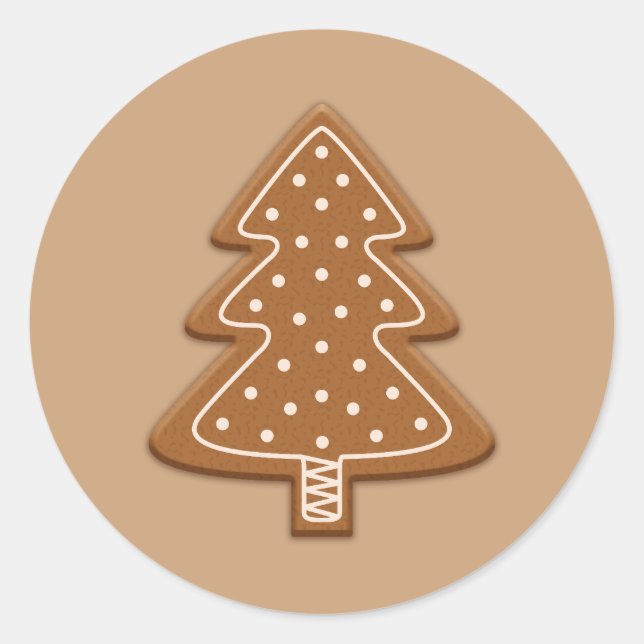 Gingerbread Christmas Tree Shape Cookie Classic Round Sticker (Front)