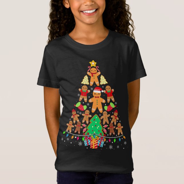 Gingerbread Christmas Tree Xmas PJs Pyjamas T-Shirt (Front)