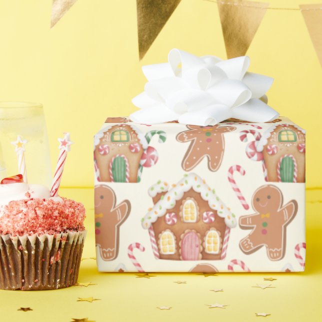 Gingerbread Christmas Winter Holiday Season Wrapping Paper (Birthday Party)
