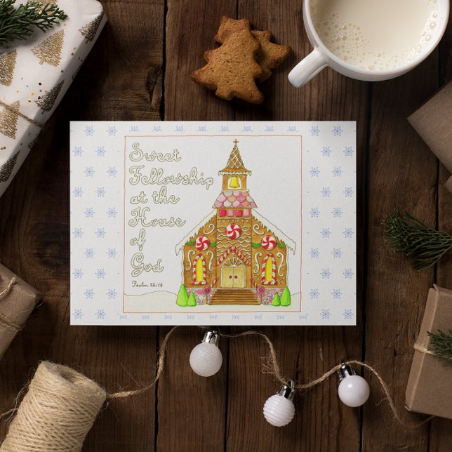Gingerbread Church Sweet Fellowship Christmas Holiday Card (Creator Uploaded)