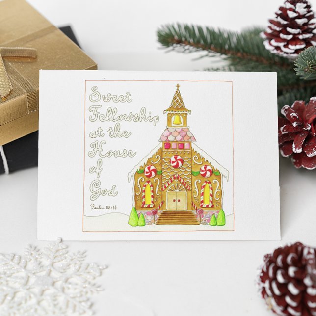Gingerbread Church Sweet Fellowship Inspirational Postcard (Creator Uploaded)