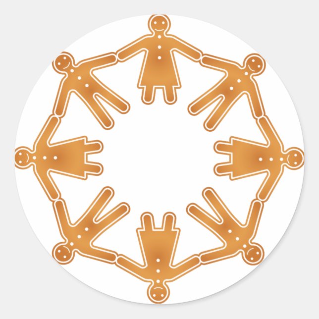 Gingerbread Circle Classic Round Sticker (Front)