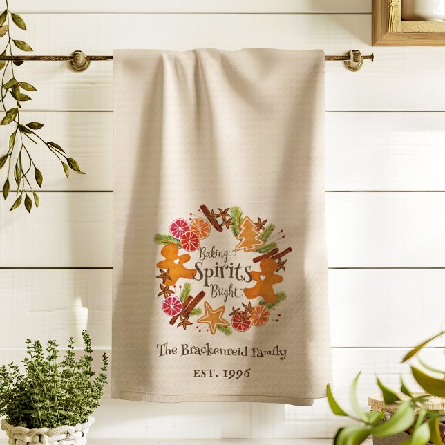Gingerbread Citrus Spice Wreath Christmas Holiday Tea Towel (Creator Uploaded)
