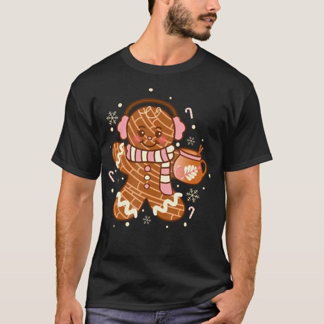 Gingerbread Conchas Pan Dulce Cafecito Mexican Chr T-Shirt (Front)
