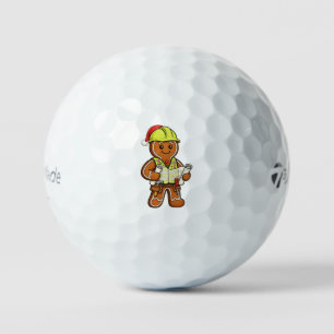 Gingerbread Construction Worker Christmas 2026 Golf Balls