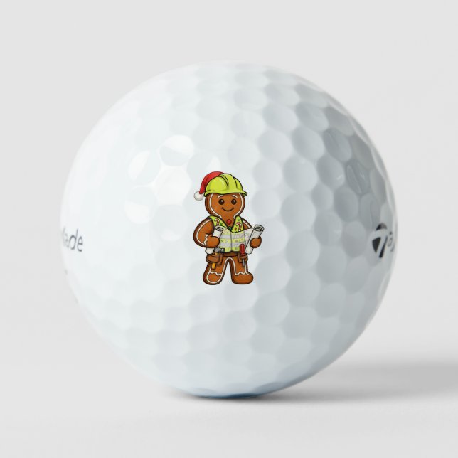 Gingerbread Construction Worker Christmas 2026   Golf Balls (Front)