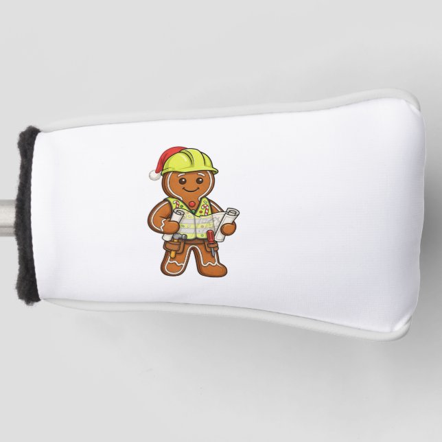 Gingerbread Construction Worker Christmas 2026   Golf Head Cover (Front)