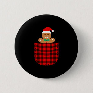 Gingerbread Cookie Buffalo Red Plaid Cket Christma 6 Cm Round Badge