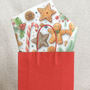 Gingerbread Cookie Candy Cane & Pine  Tissue Paper