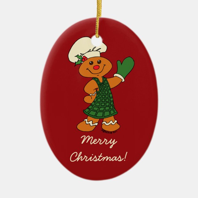 Gingerbread Cookie Ceramic Tree Decoration (Front)