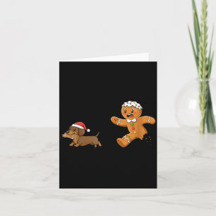 Gingerbread Cookie Chasing Dachshund Christmas Dog Card