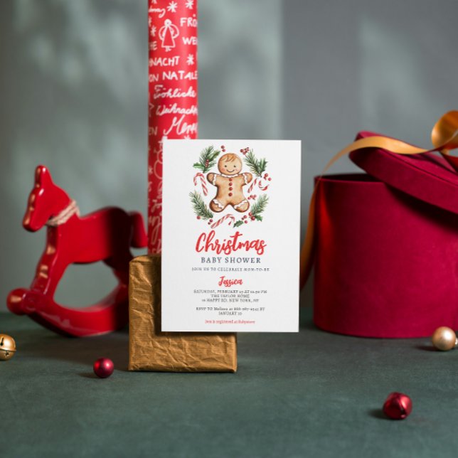 Gingerbread Cookie Christmas Baby Shower  Invitation (Creator Uploaded)