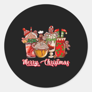 Gingerbread Cookie Christmas Coffee Cups Latte Dri Classic Round Sticker