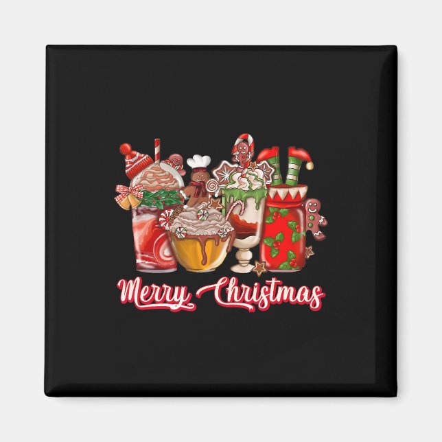 Gingerbread Cookie Christmas Coffee Cups Latte Dri Magnet (Front)
