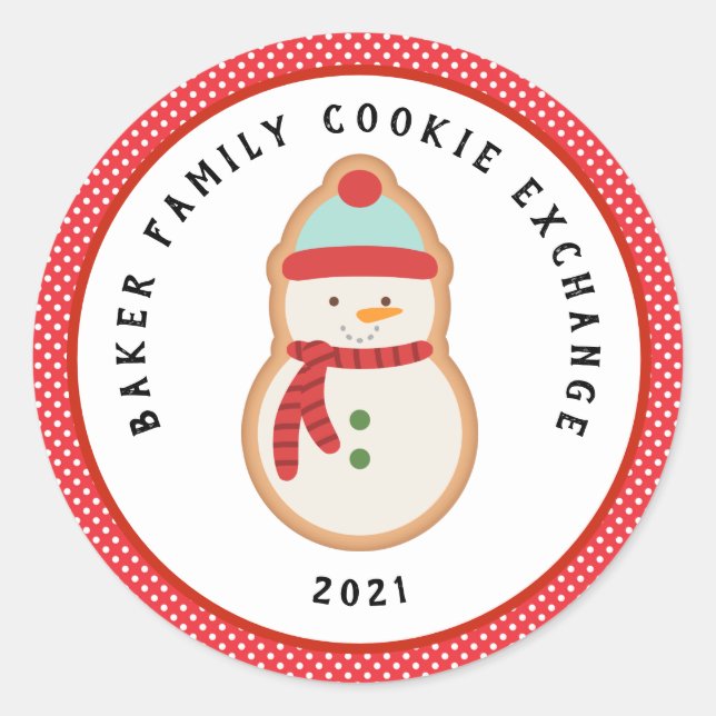 Gingerbread  Cookie | Christmas Cookie Exchange Classic Round Sticker (Front)