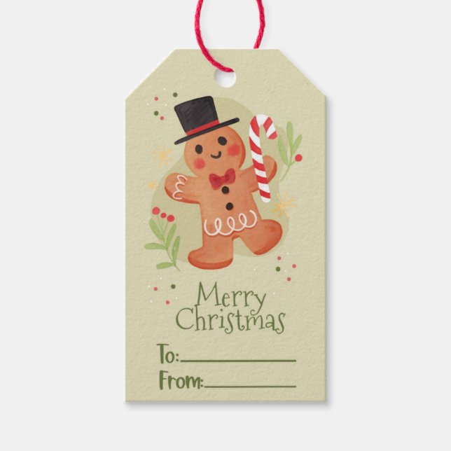 Gingerbread Cookie Christmas Gift Tag (Front)