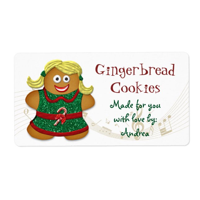 Gingerbread Cookie Christmas Gift Tag Sticker (Front)