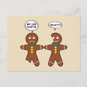 Gingerbread Cookie Christmas Humour Beige Holiday Postcard