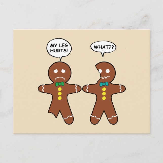 Gingerbread Cookie Christmas Humour Beige Holiday Postcard (Front)