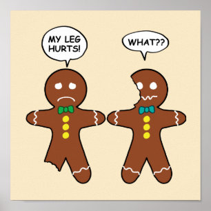 Gingerbread Cookie Christmas Humour Beige Poster