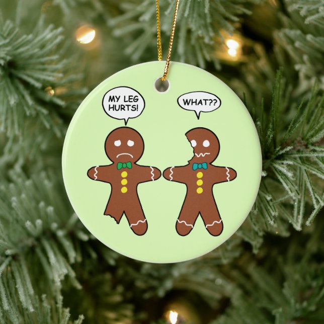 Gingerbread Cookie Christmas Humour Green Ceramic Tree Decoration (Tree)