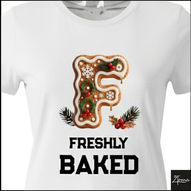 Gingerbread Cookie Christmas Initial Letter F Tri-Blend Shirt (Creator Uploaded)