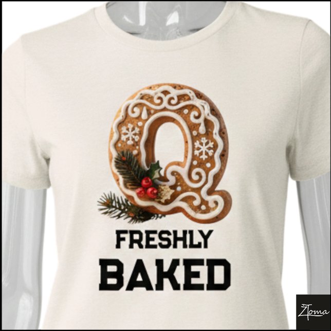Gingerbread Cookie Christmas Initial Letter Q Tri-Blend Shirt (Creator Uploaded)