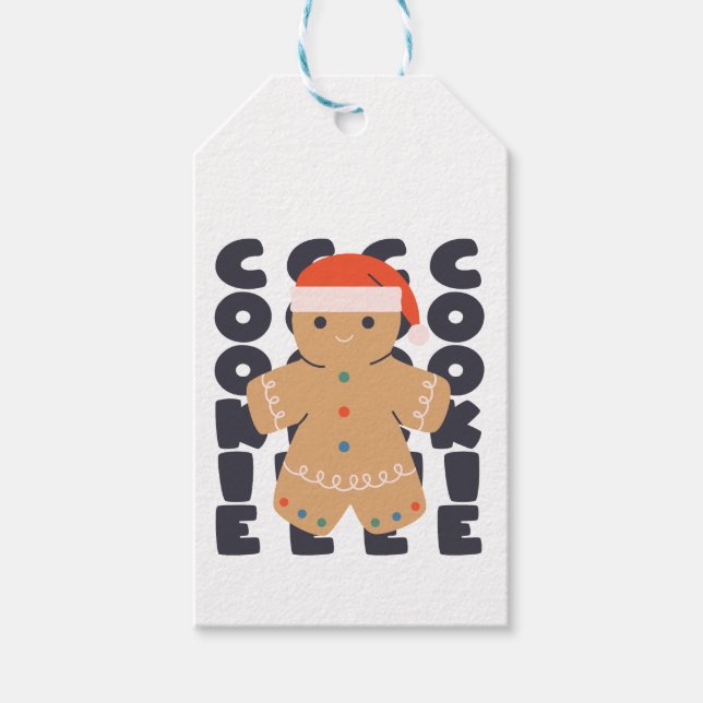 Gingerbread Cookie Christmas Pattern Gift Tags (Front)